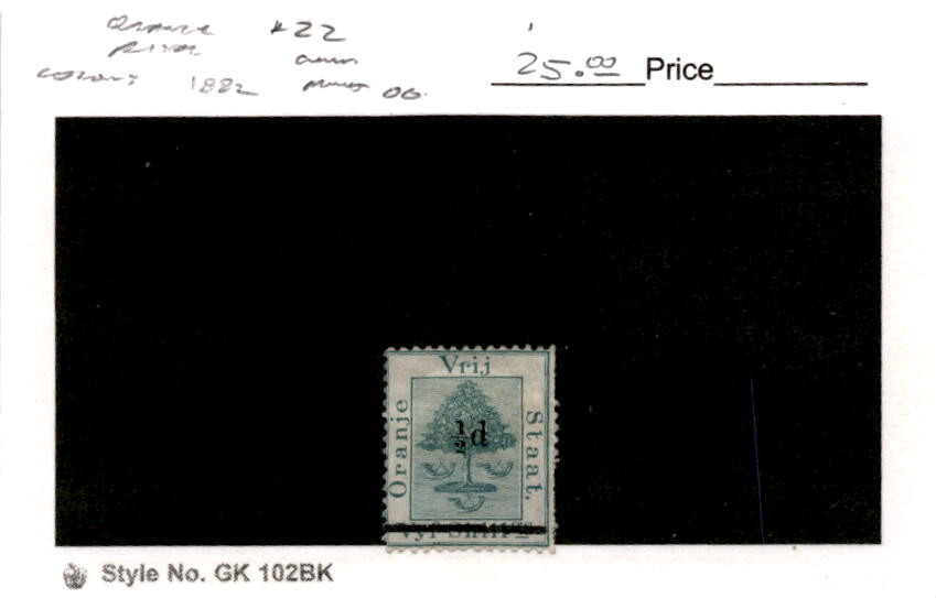 Orange River Colony, Postage Stamp, #22 Mint Hinged, 1882 Tree