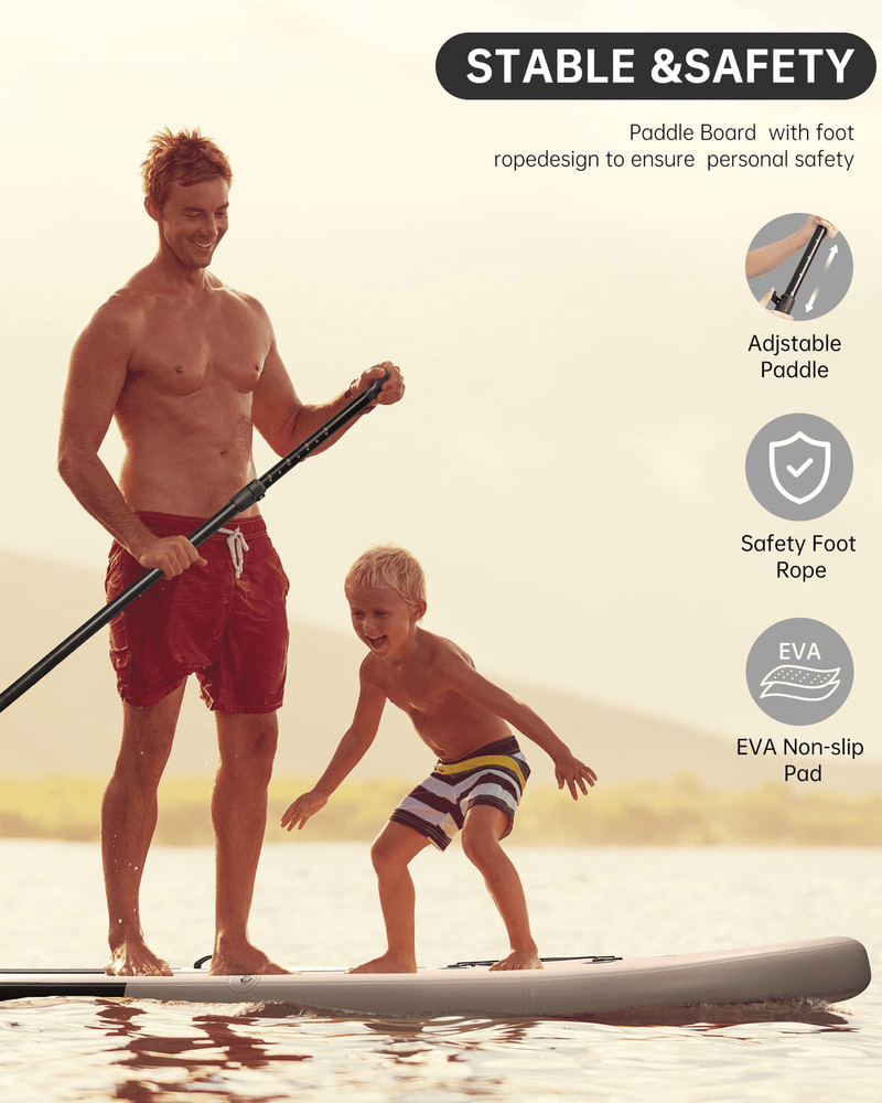 Inflatable Paddle Board 10ft SUP Kit With Paddle Pump Backpack Leash