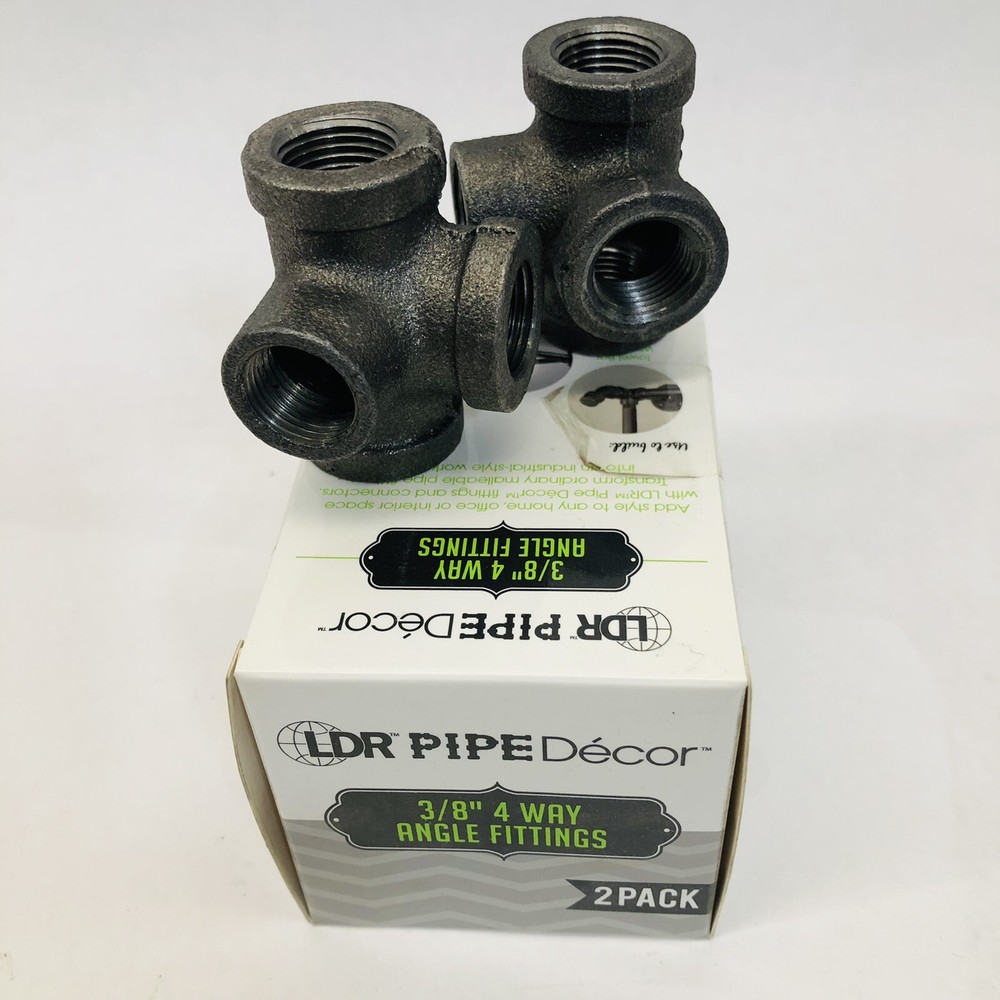 PACK OF 2 LDR PIPE DECOR™ ⅜" 4 WAY ANGLE FITTING GREY