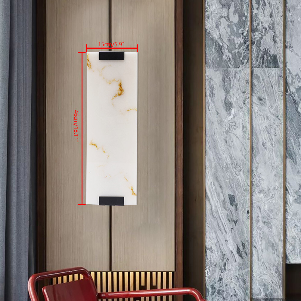 Hand-Carved Wall Lamp Rectangular Alabaster Wall Sconce Light Lighting Fixture