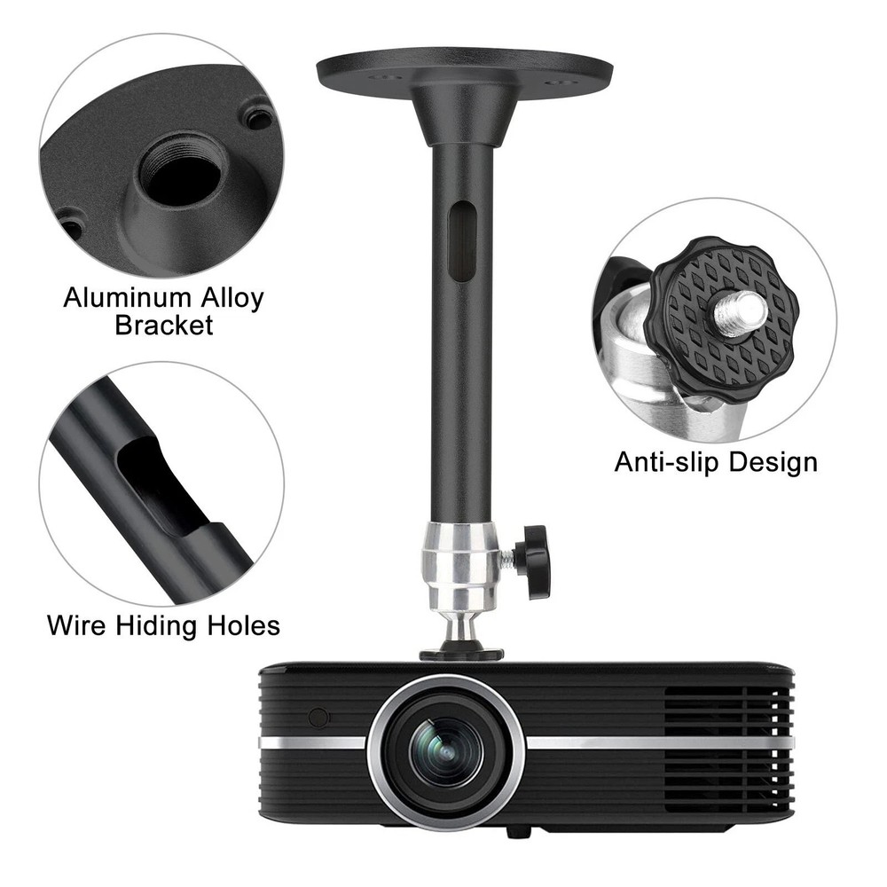 Black Universal Mount for Mini Projector and Digital Camera with 3 Adapters
