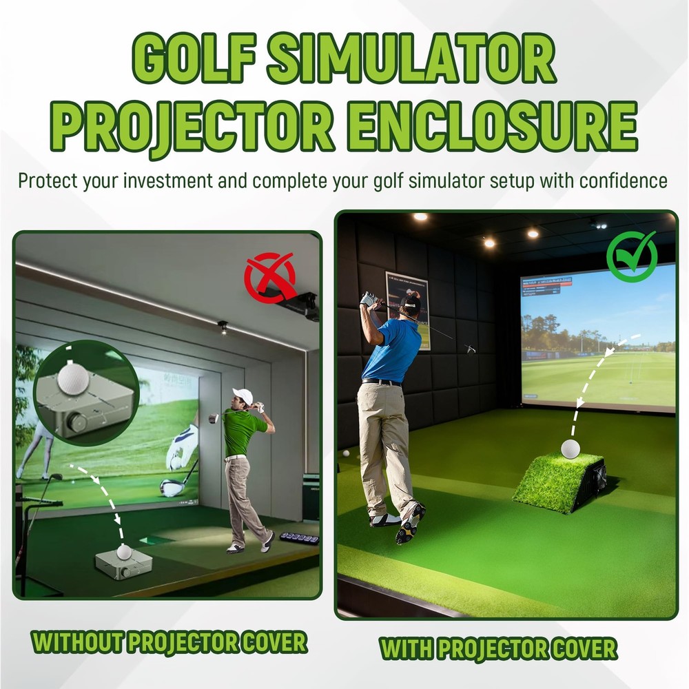 Golf Simulator Projector Cover - Floor Mounted Enclosure with Durable Full St