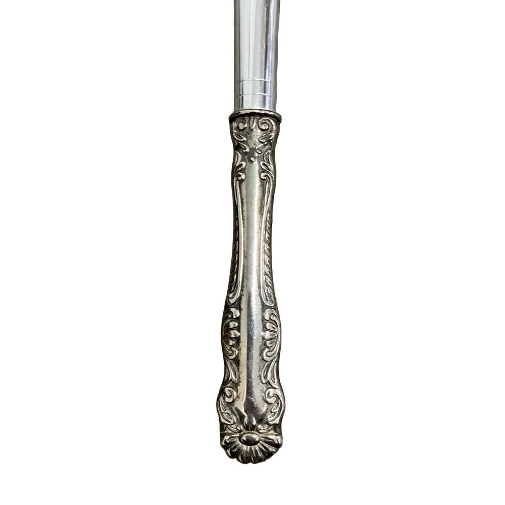 Vintage Silver-Plated Makeup Vanity Brush Pompadour Pattern Design Soft Bristles