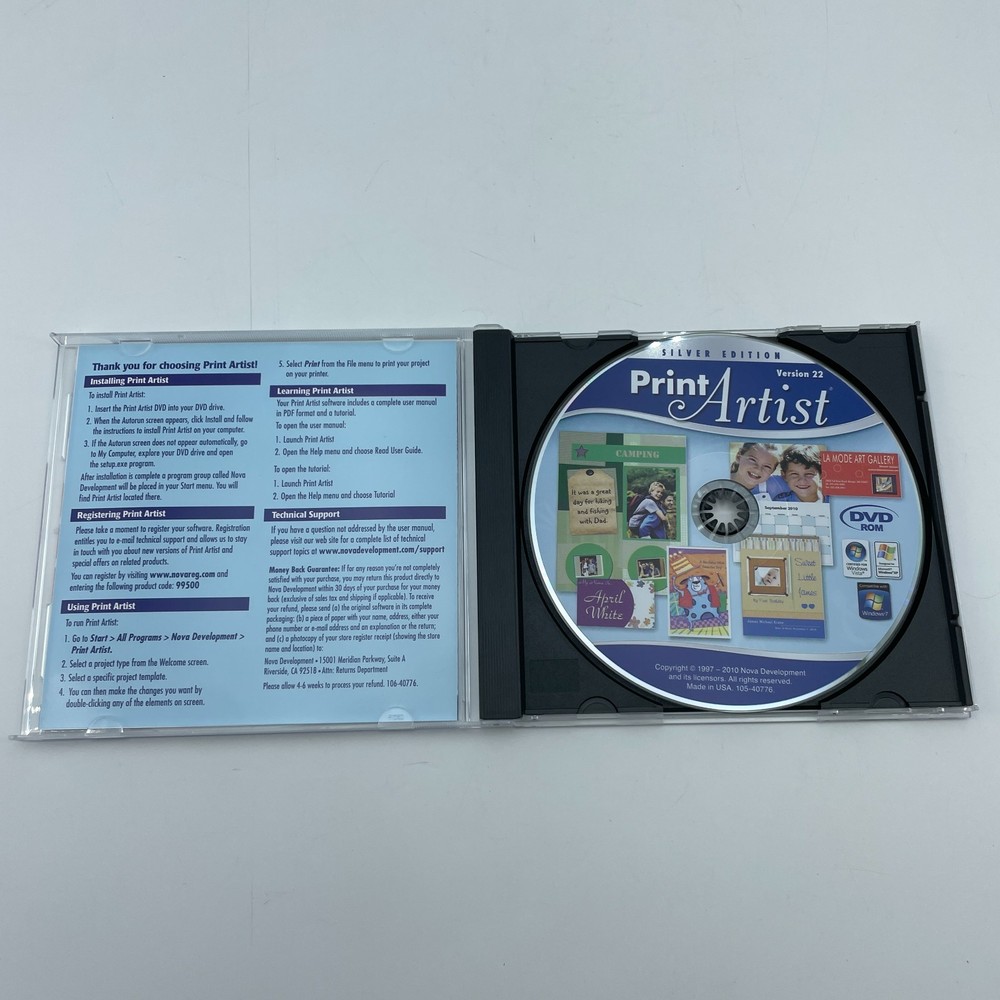 PRINT ARTIST Silver Edition Version 22 CD-ROM Nova Development Windows XP Vista