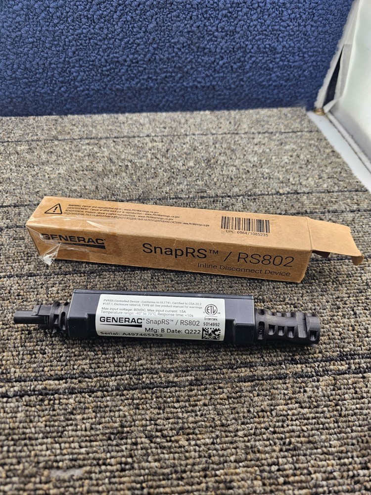 (QTY 2) Generac RS802: SnapRS Inline Disconnect Switch 15 A, 80VDC, -40 to 70 ºC