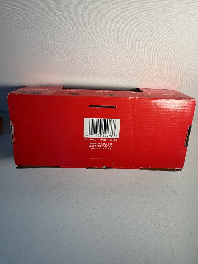 Circulon Red Metal Tool Box with Black Barbecue Tools