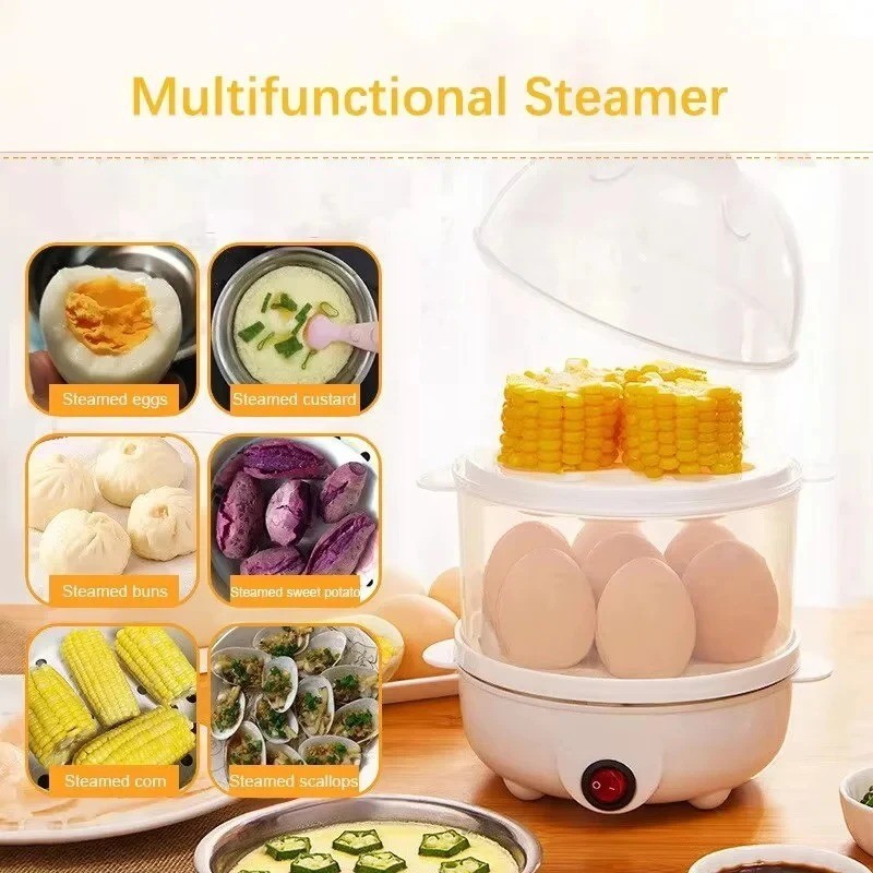 Electric Egg Cooker Multifunction Double Layer Steamer Mini Kitchen Machine