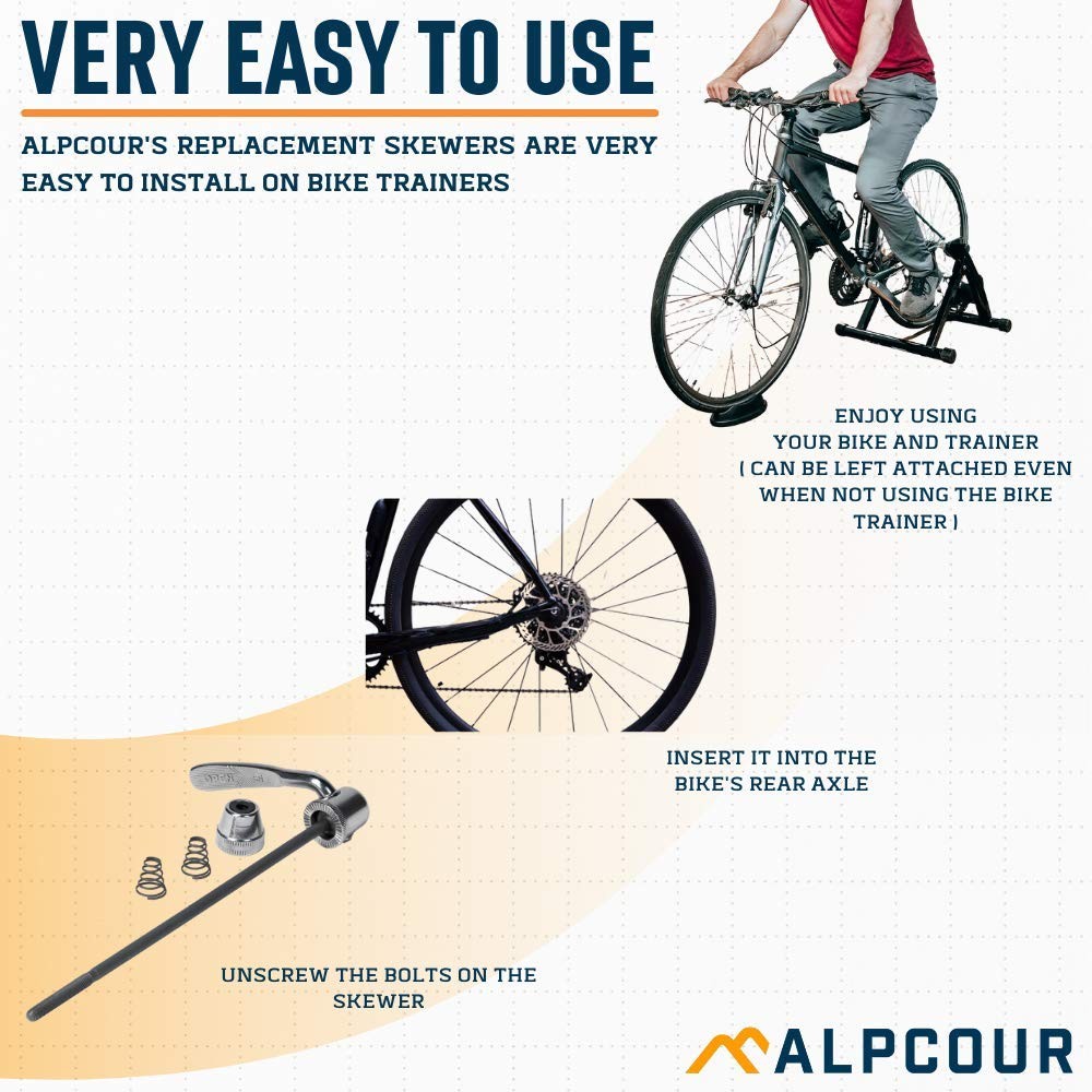 Alpcour Replacement Skewer – Quick Release Rear Wheel Axel for silver
