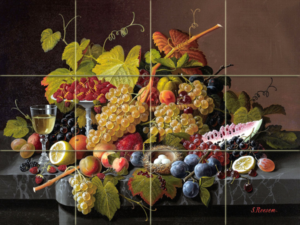 Art Grape Berry Watermelon Flowers Ceramic Mural Backsplash Bath Tile #1806