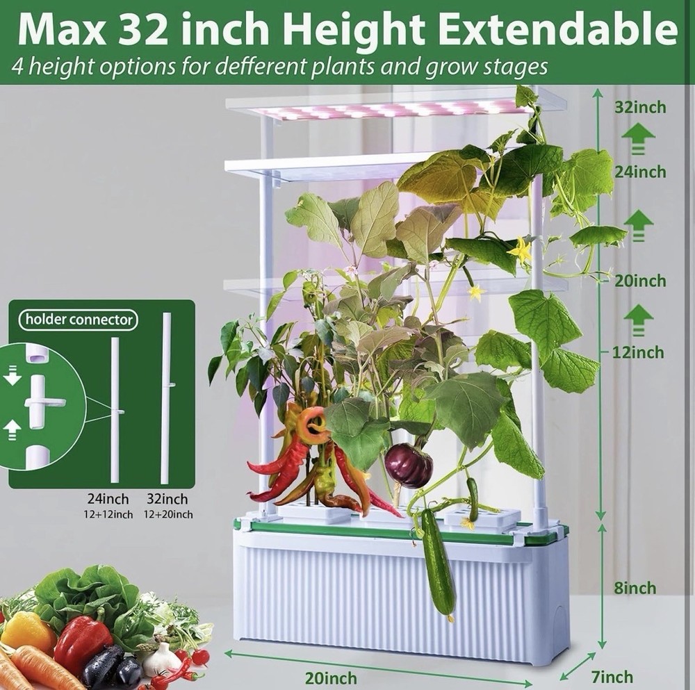 eSuperegrow Hydroponic Growing System Indoor Kit with LED Light, Trellis, Pump