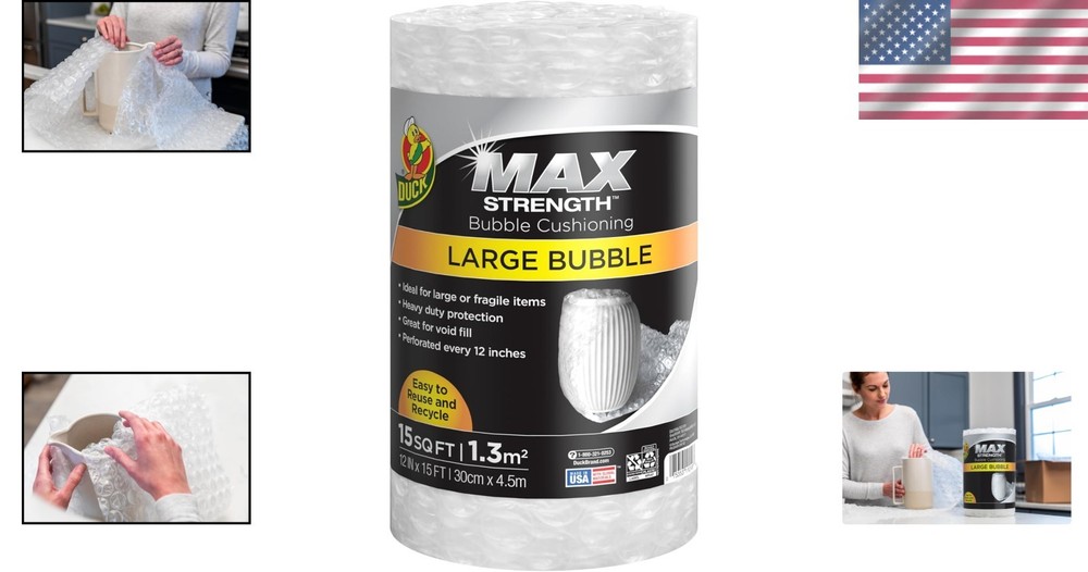 Perforated Large Bubble Cushion Wrap, 15 FT for Secure Packing & Shipping