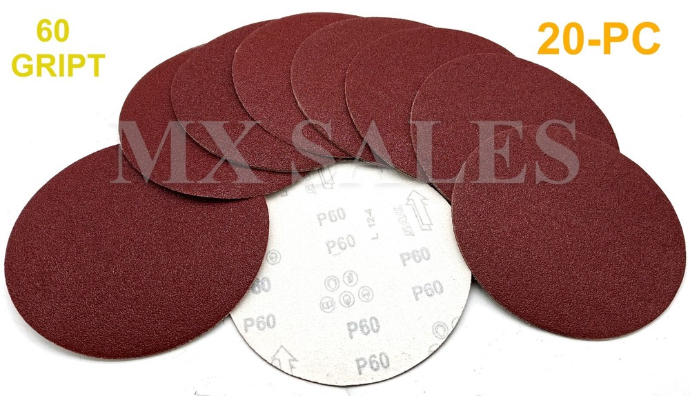 20pc 7" SANDING PAPER DISC 60 GRIT HOOK N LOOP BACKING