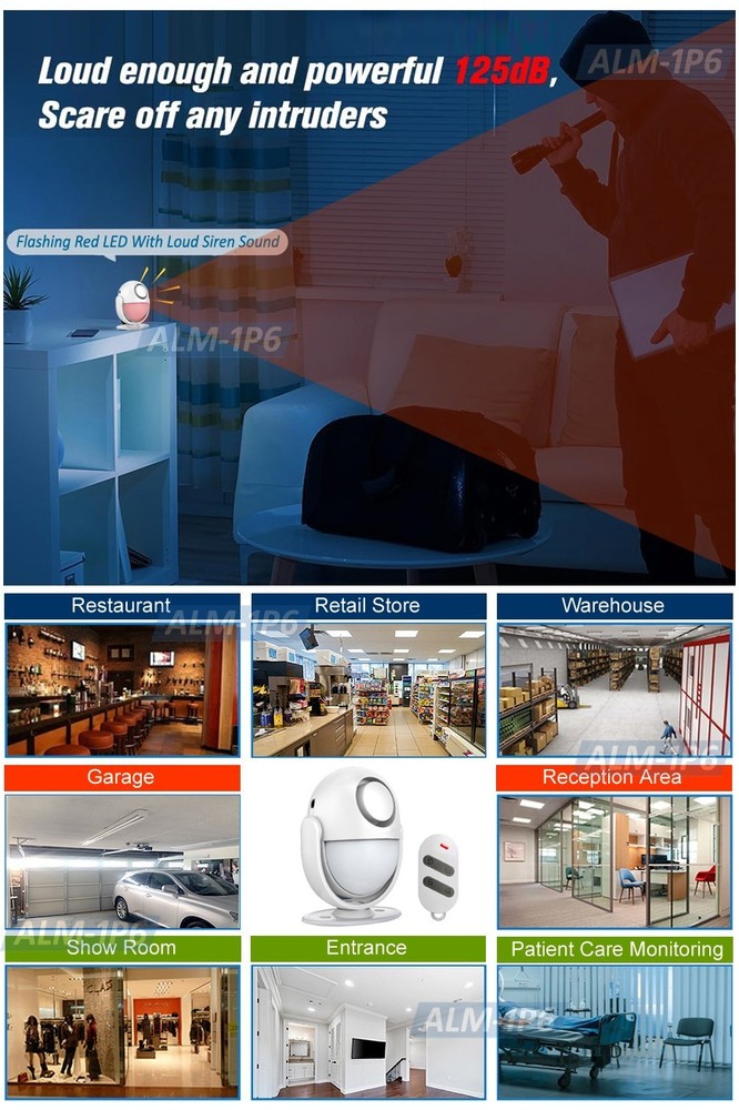 Wireless Motion Sensor Alarm W/ IR Remote 125dB Siren Perimeter Security System