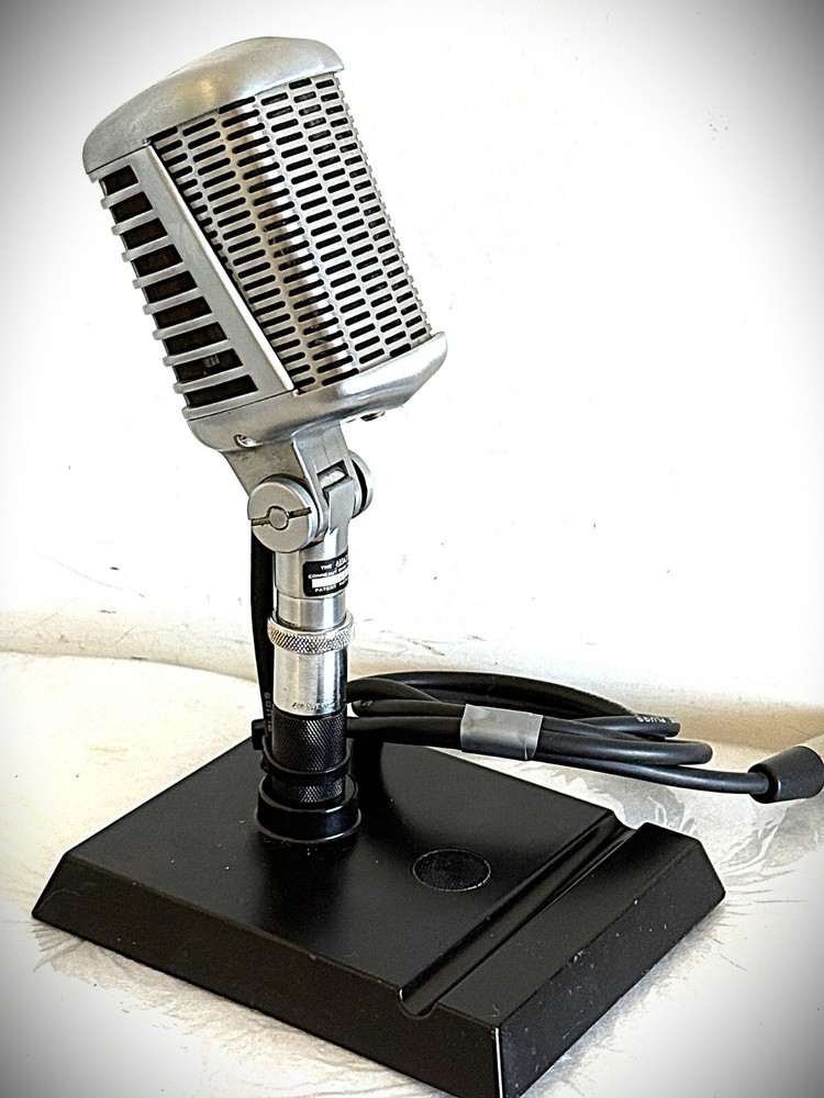 Vintage 1950's ASTATIC 77L Dynamic Microphone, original element, stand & cable