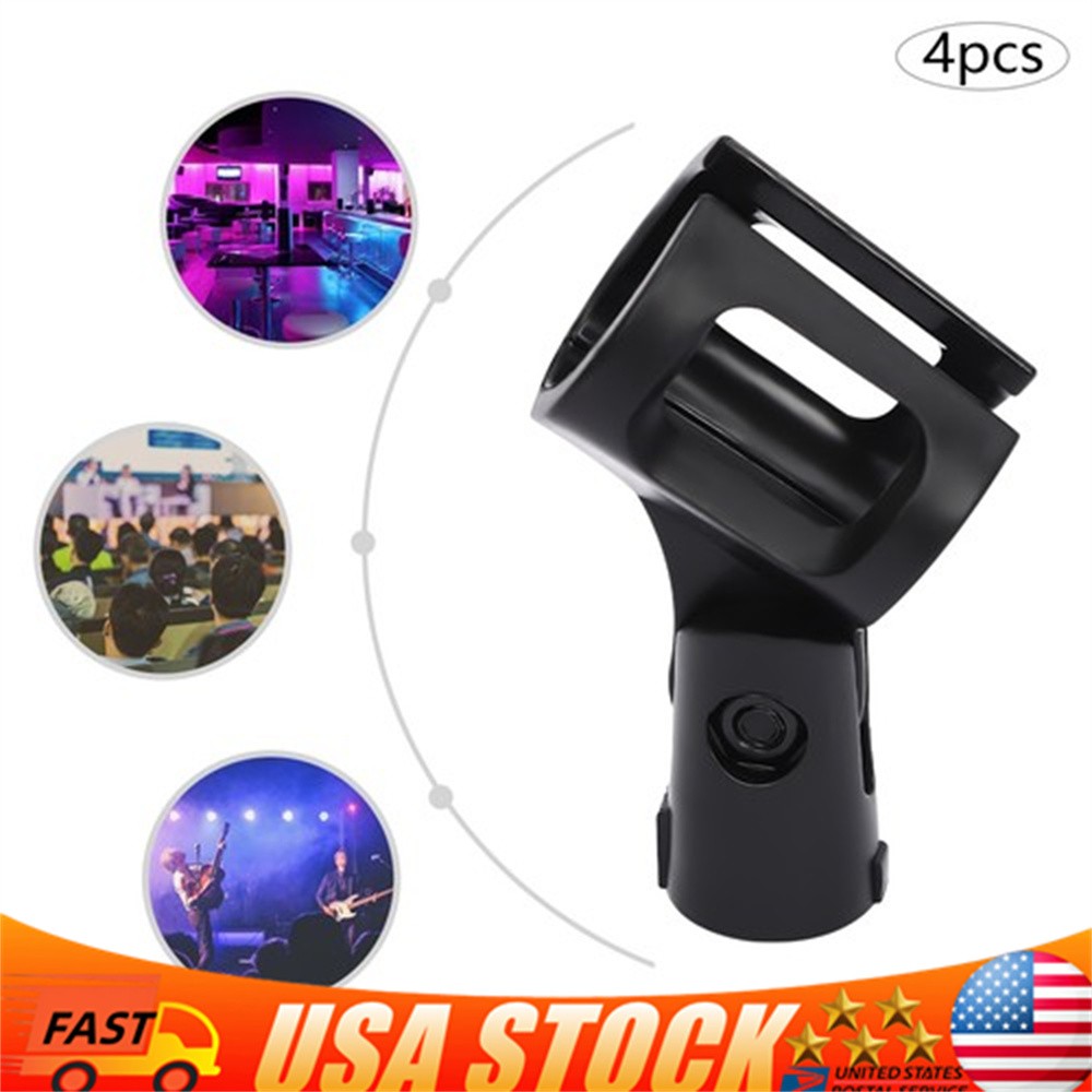 4 Pcs Adjustable Microphone Clip Holders for Wired/Wireless Mics