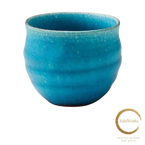 New Shigaraki Ware Hechimon Rock Cup Blue Glaze