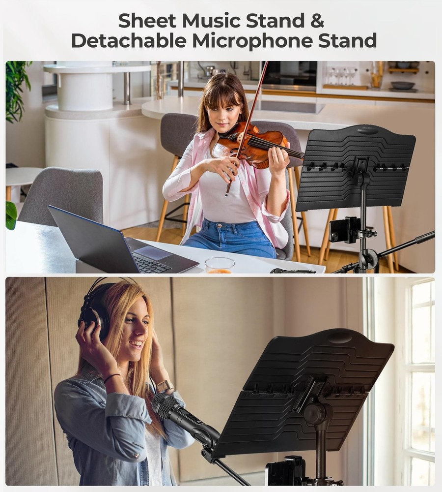 Music Stand, Vangoa Folding Sheet Stand + Microphone