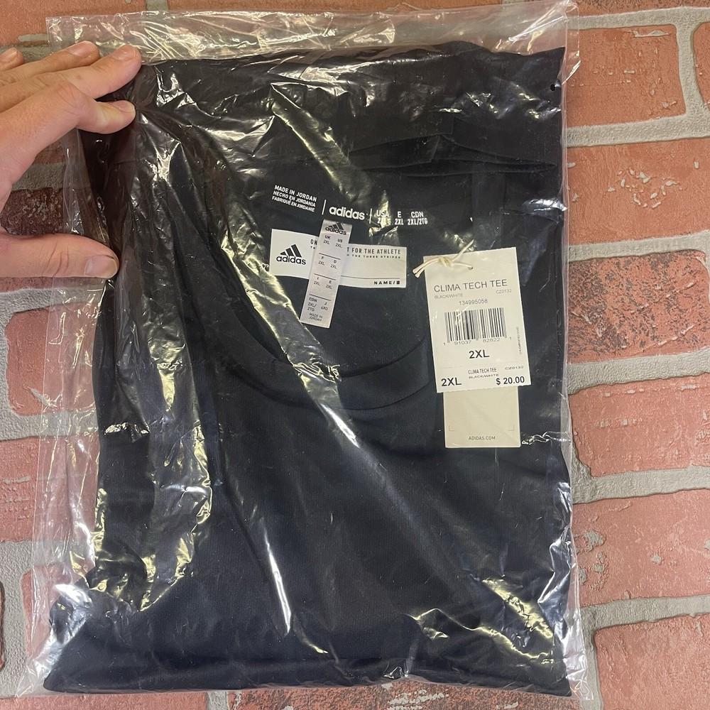Adidas Clima Tech Mens Performance Athletic Tee 2XL Black $20 MSRP NWT Polyester
