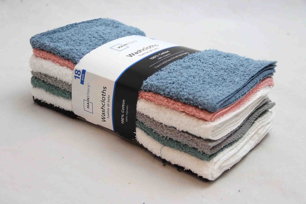 Mainstays 18-Pack Washcloth Bundle, Grey Multi