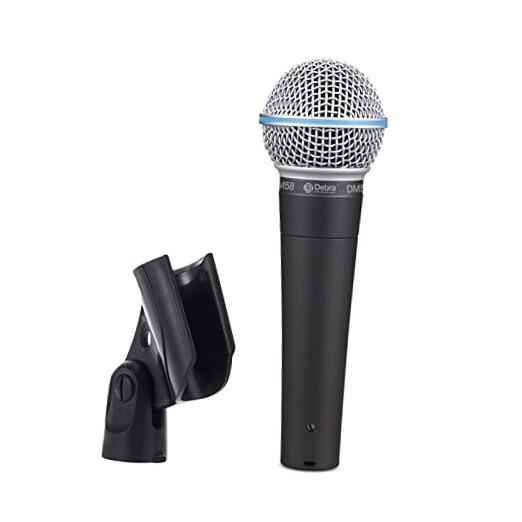 Wired Dynamic Microphone, Cardioid Dynamic Vocal Handheld Mic with Mic Clips,