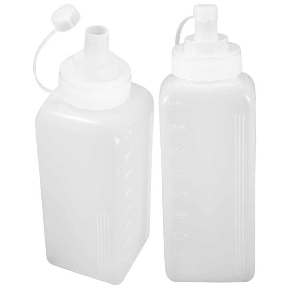 2Pcs Large Squeeze Bottle, Plastic Squeeze Condiment Bottles with Cap Lids, S...