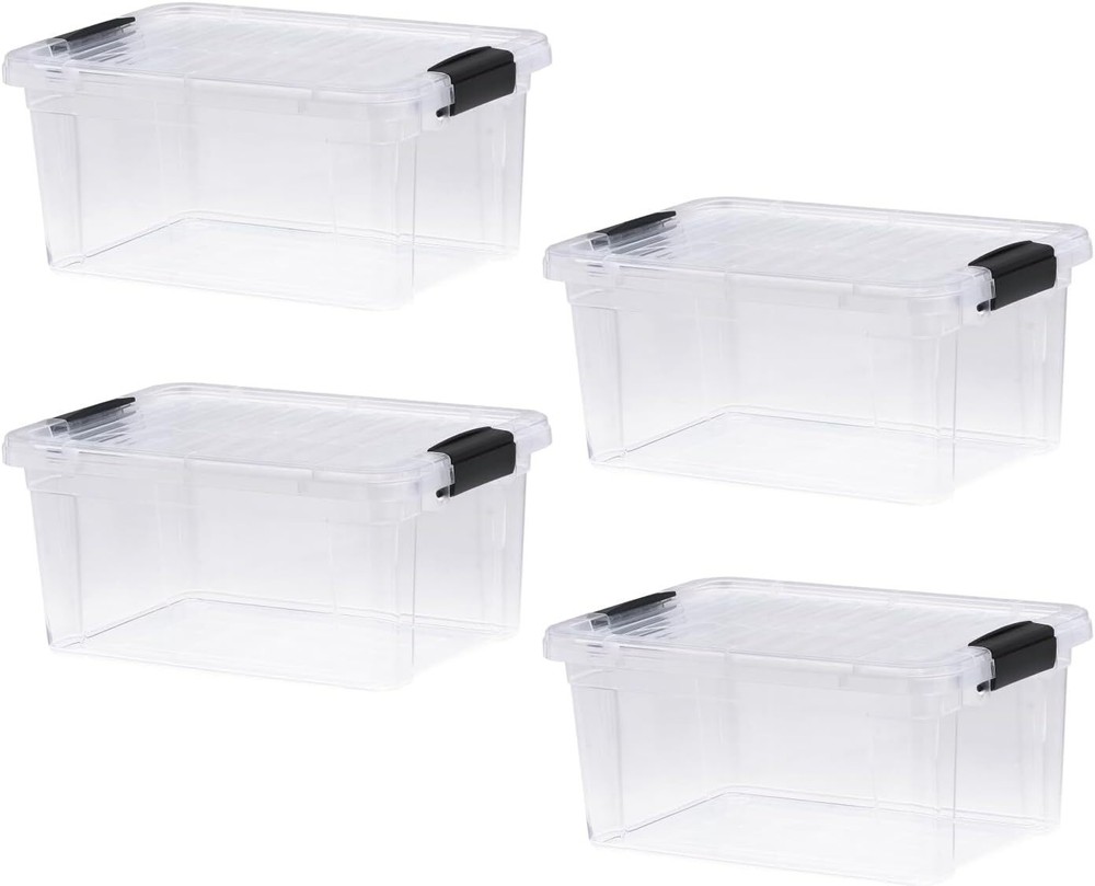Superio Clear Storage Bins with Lids, 4 Pack- Plastic Storage Boxes - 6.6 Quart