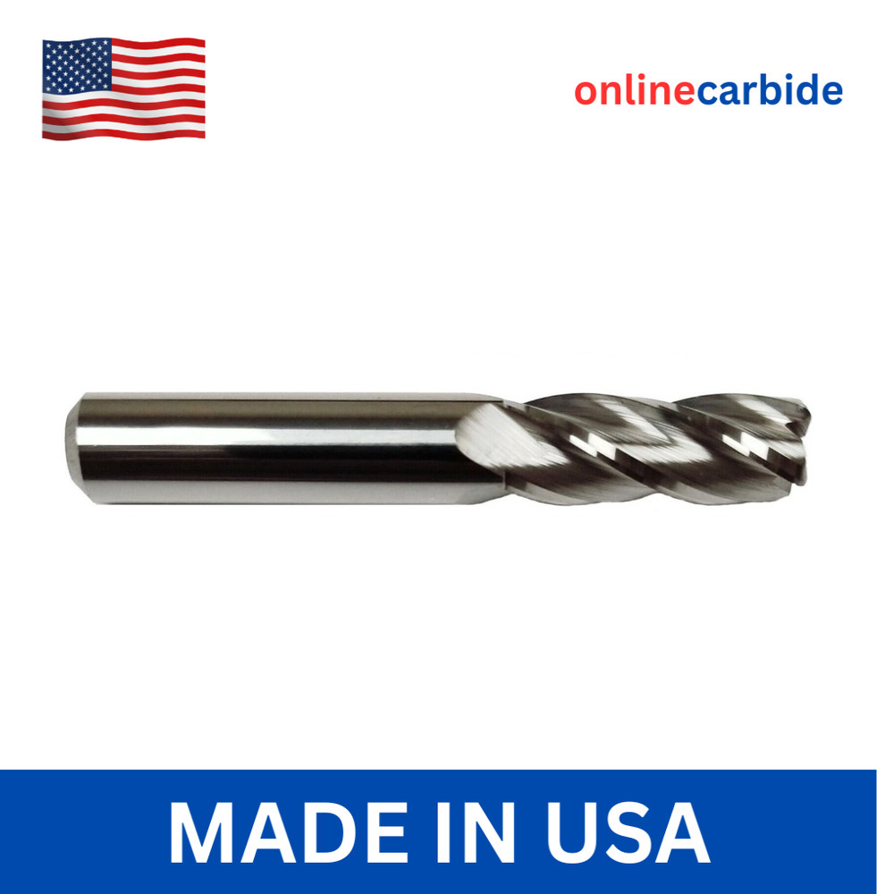 1/4" Solid Carbide End Mill – 4 Flute .030 Corner Radius – CNC Milling USA Made