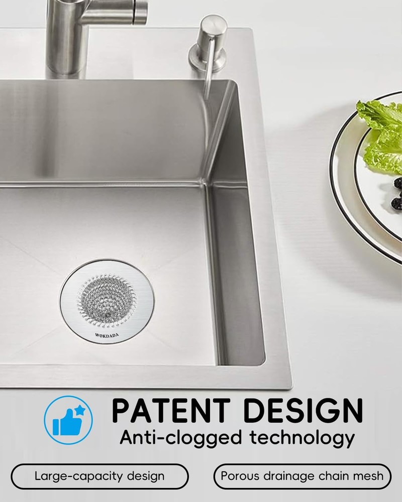 Wokdada Sink Drain Strainer, Reversible No Clog Mesh Kitchen Sink Drain Strainer