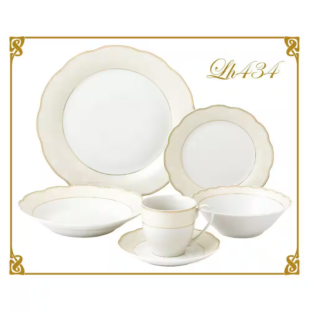 24-Piece Formal Gold Accent Porcelain Dinnerware Set