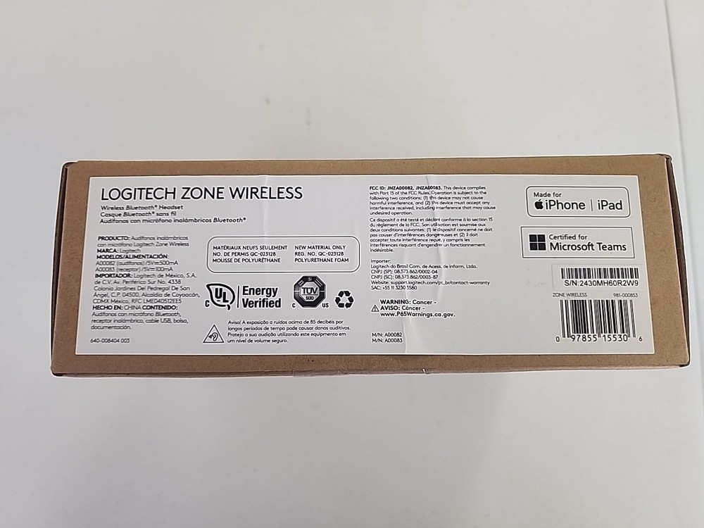 Logitech Zone Wireless Certified for Microsoft Teams Bluetooth Headset, Graphite