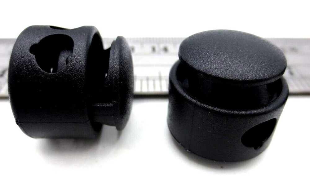 Spring Loaded Slide Lock 2 Hole - Fit Up To 7/32" Thick String - Durable! Black