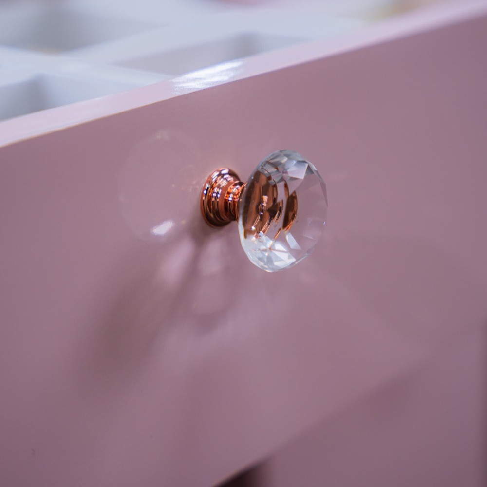 Rose Gold Crystal Knobs – Elegant Cabinet Drawer Pulls, Home Hardware