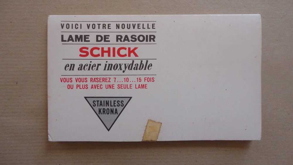 SCHIK SAFETY RAZOR COMPANY RAZOR ADVERTISING SAMPLE