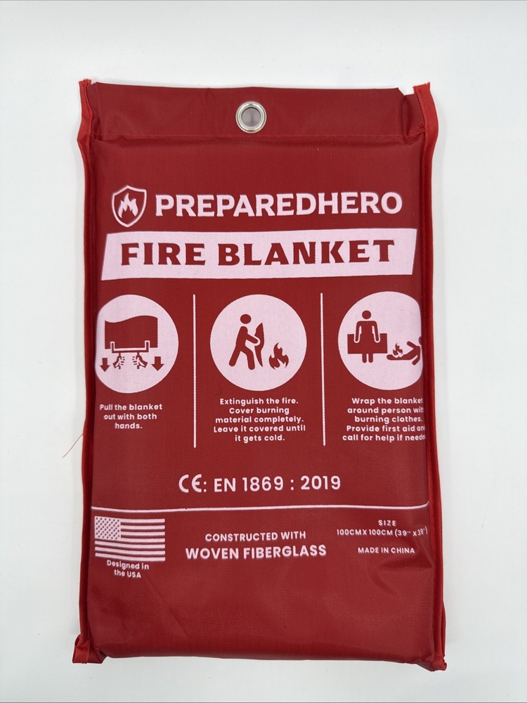 Prepared Hero Emergency Fire Suppression Blanket 39x39" Pull Tab New