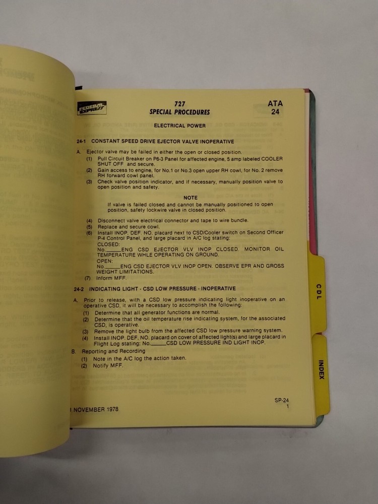 Federal Express 727 Minimum Equipment List & Configuration Deviation List-Origin