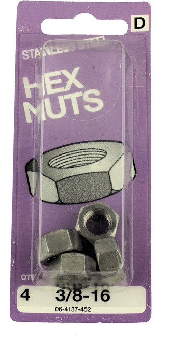(5 Pack) 3/8-16 Stainless Steel Hex Nuts - 4 Pack
