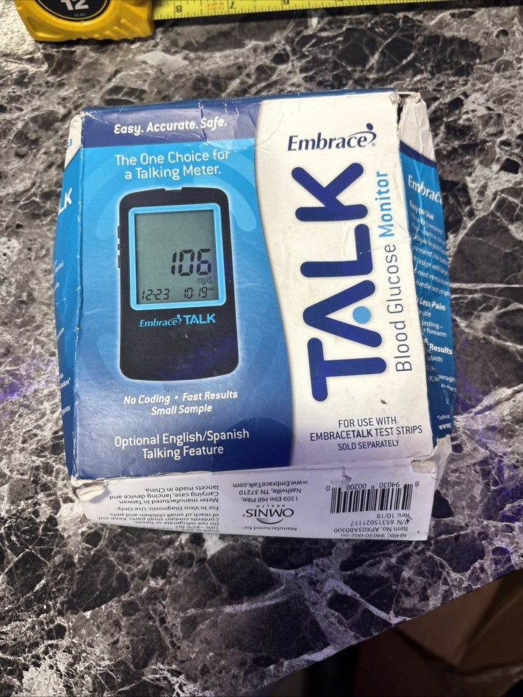 Embrace Talk Blood Glucose Meter with Damage Box