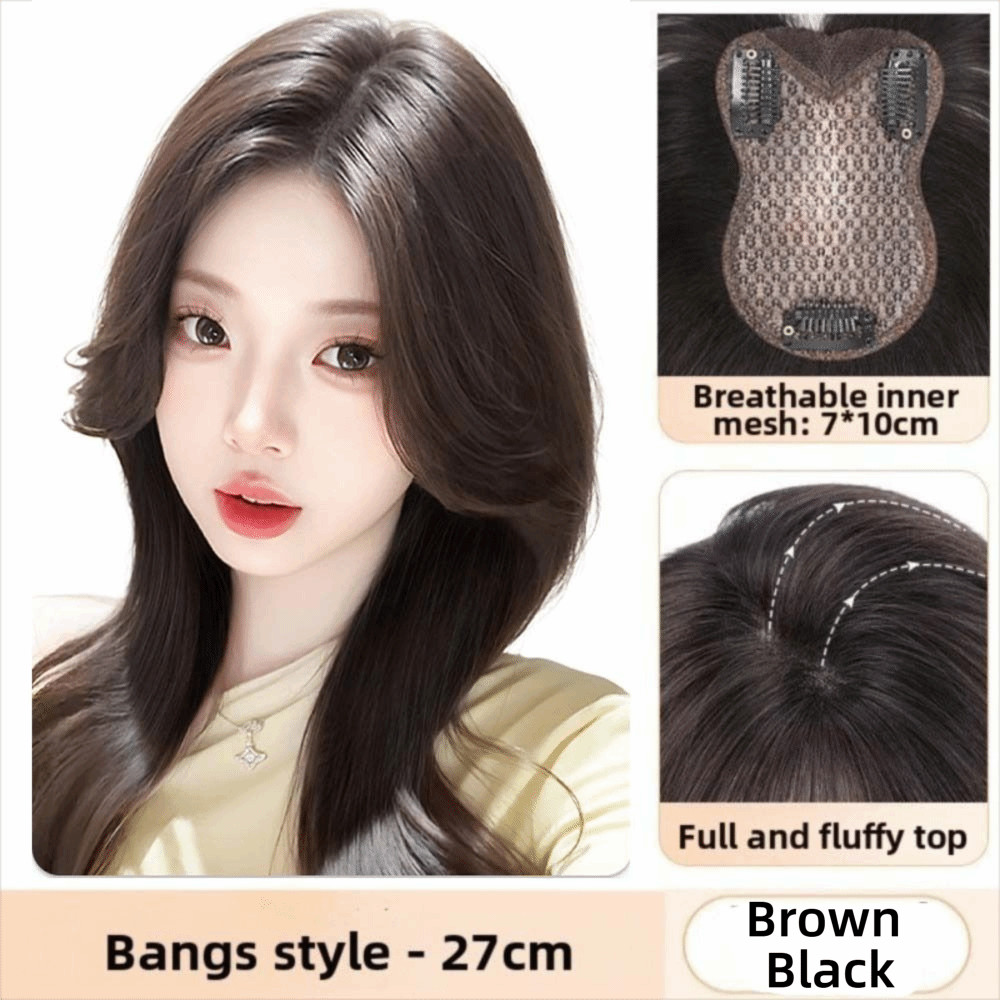 Straight Bangs Replacement Patch Top of The Head Increase