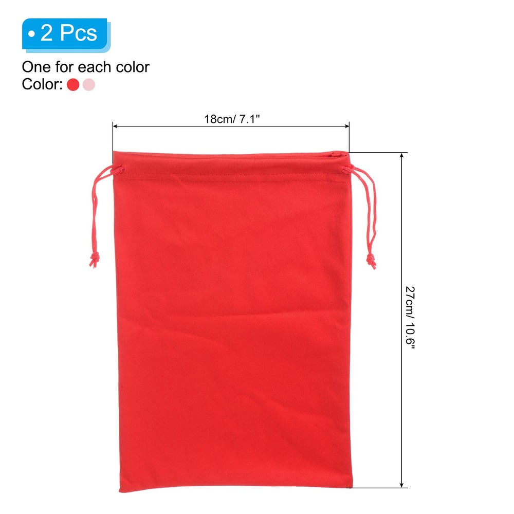 Ski Goggle Bag, 2 Pack Microfiber Snow Goggles Case Drawstring Pouch Pink Red