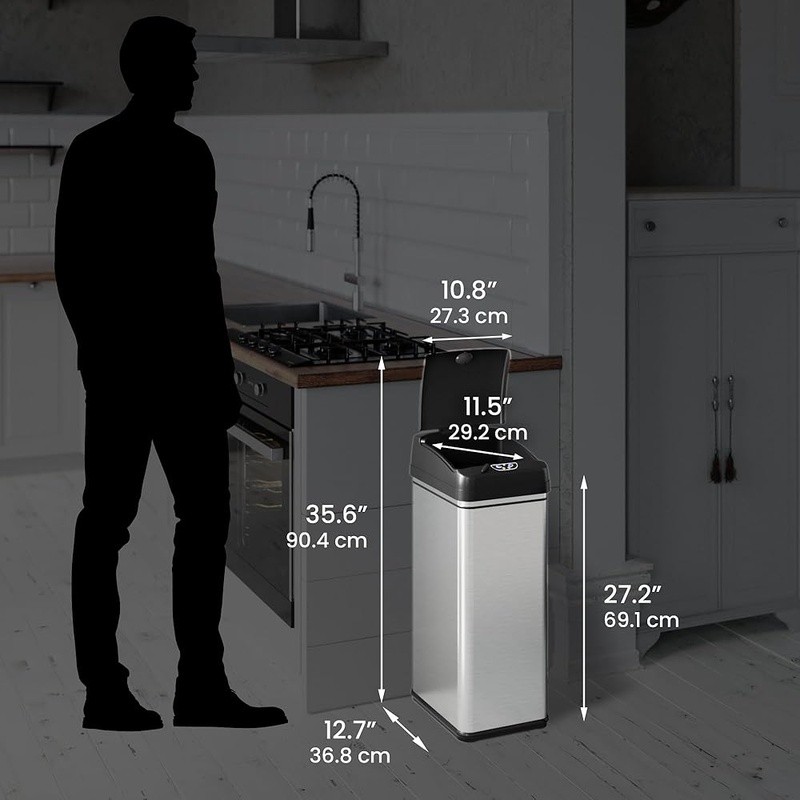 Touchless Motion Sensor Trash Can W/ PetGuard Lock Odor Neutralizing Filter New