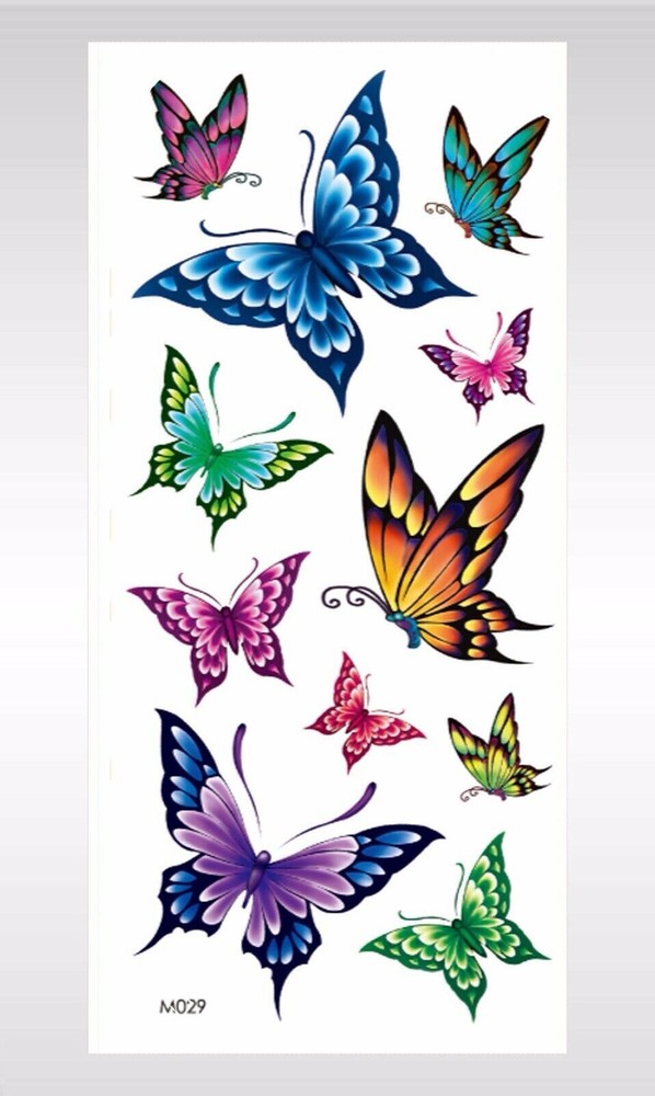 10 sheets Removable butterfly rose temporary tattoo