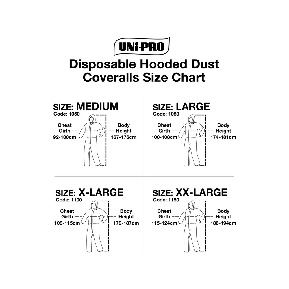 UNi-PRO Large Hooded Disposable Coveralls