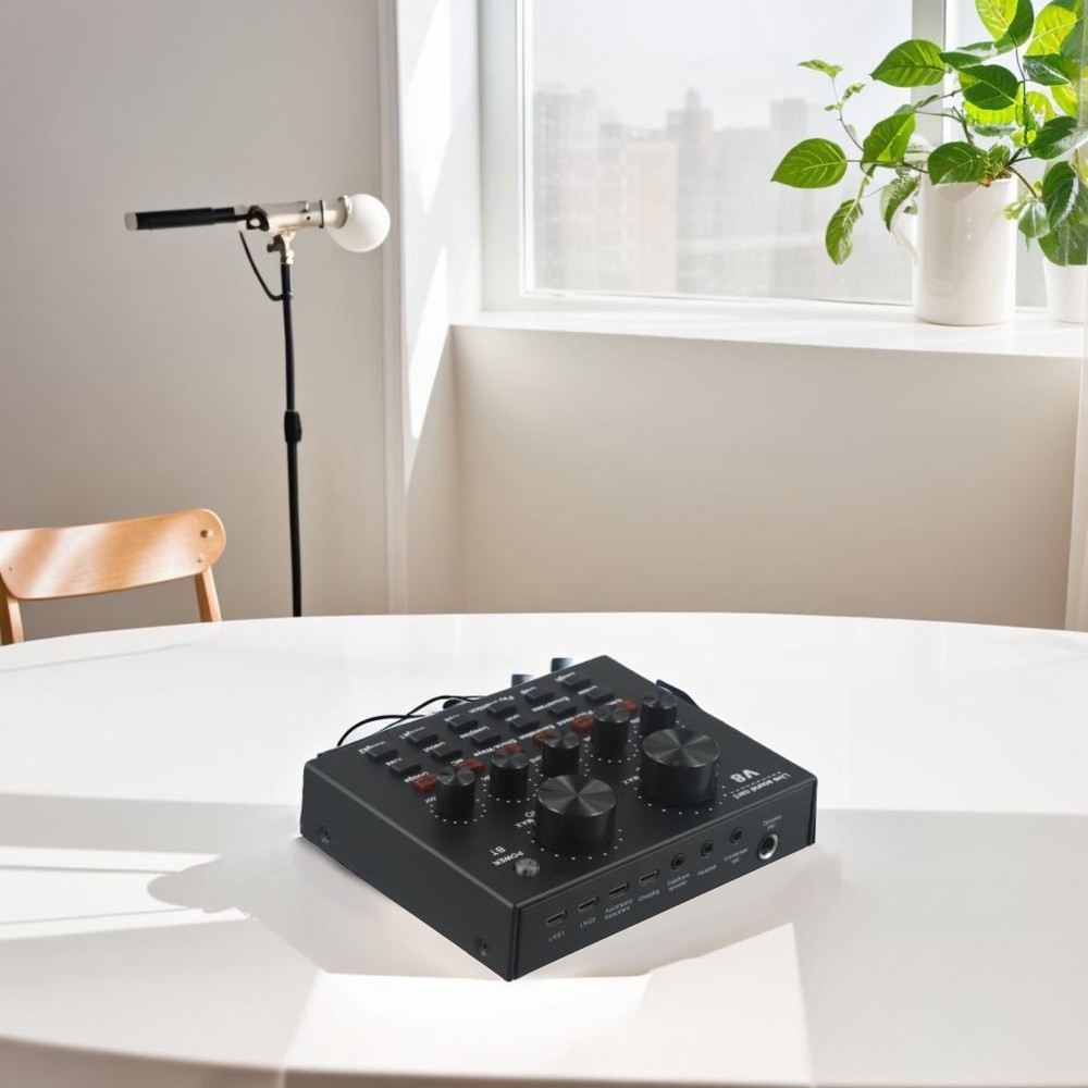 Convenient V8 Sound Card Set for Easy Storage Advanced Audio Technology
