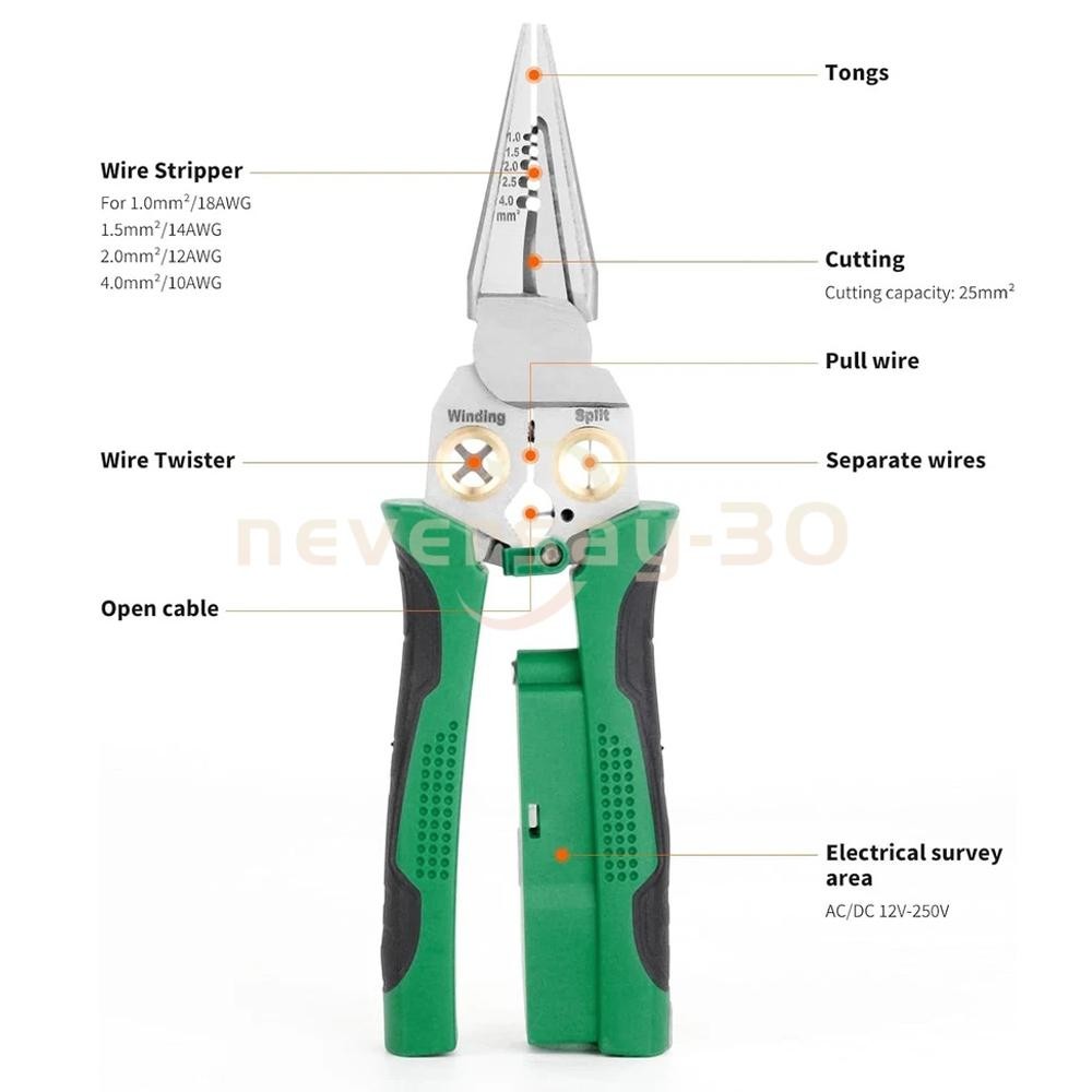 8 In 1 Wire Stripper Wire Stripping Tool with Voltage Tester Cable Cutters New