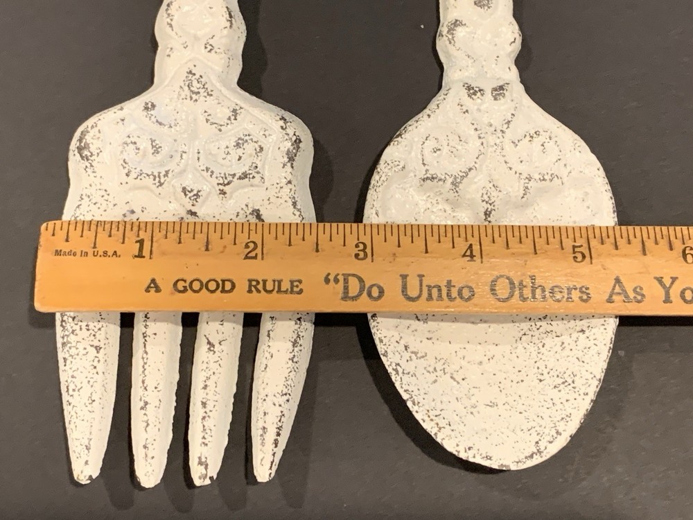 Rustic Farm Kitchen Decor Cast Iron Fork & Spoon Wall Hanging Decor - 11"