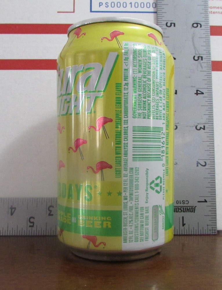 NATURAL LIGHT NATURDAYS empty 12oz beer can PINEAPPLE LEMONADE
