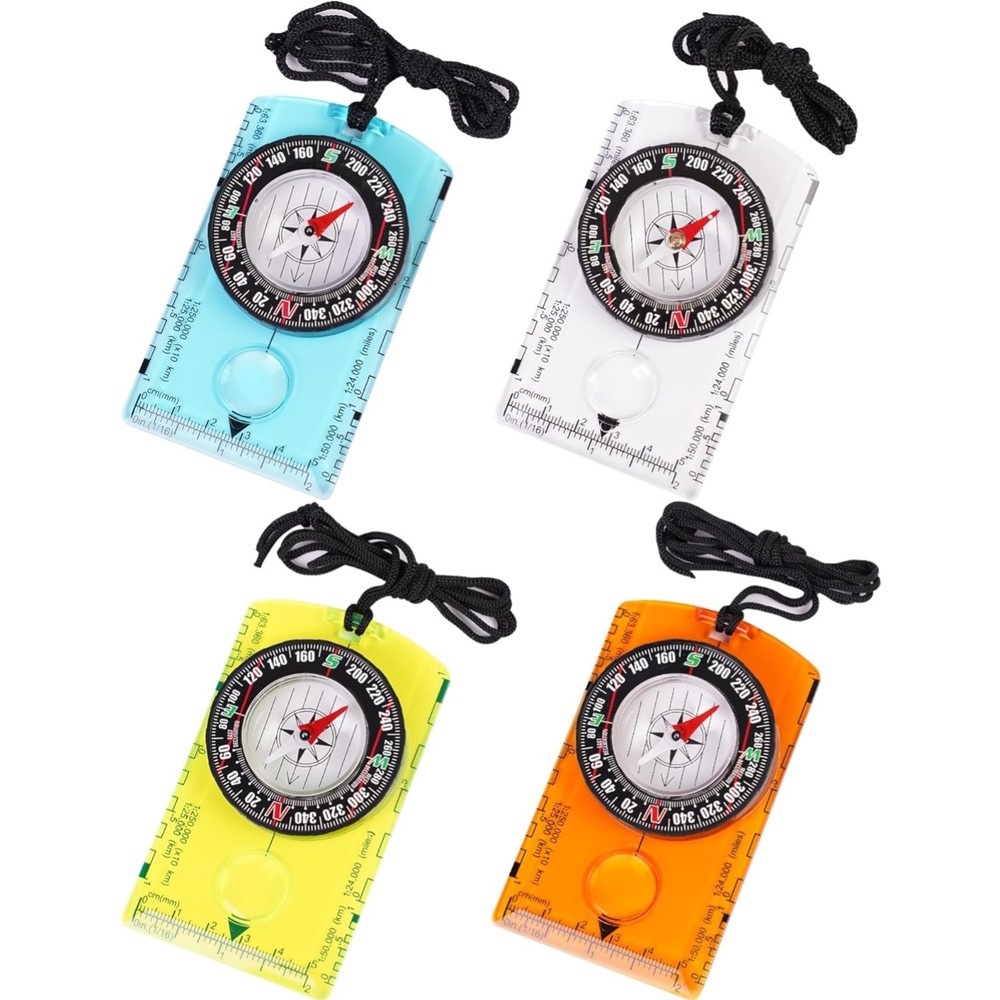 Multifunctional Outdoor Compass with Adjustable Declination and Ruler - 4 Pack
