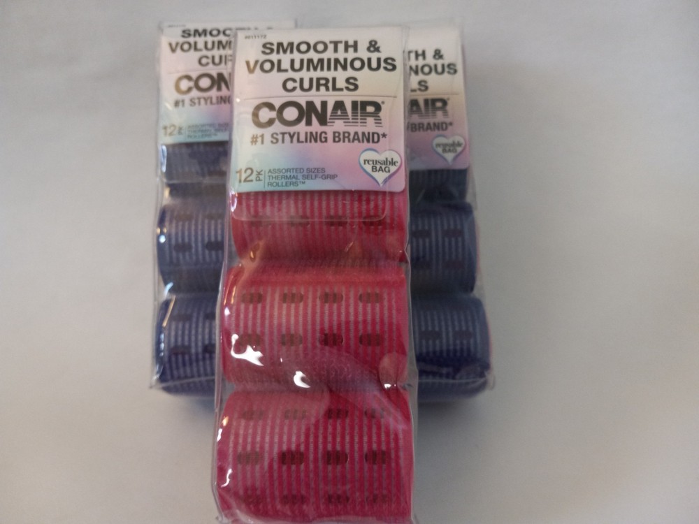 Conair Thermal Self-Grip Rollers Smooth & Voluminous Curls, Assorted Sizes, 12pk