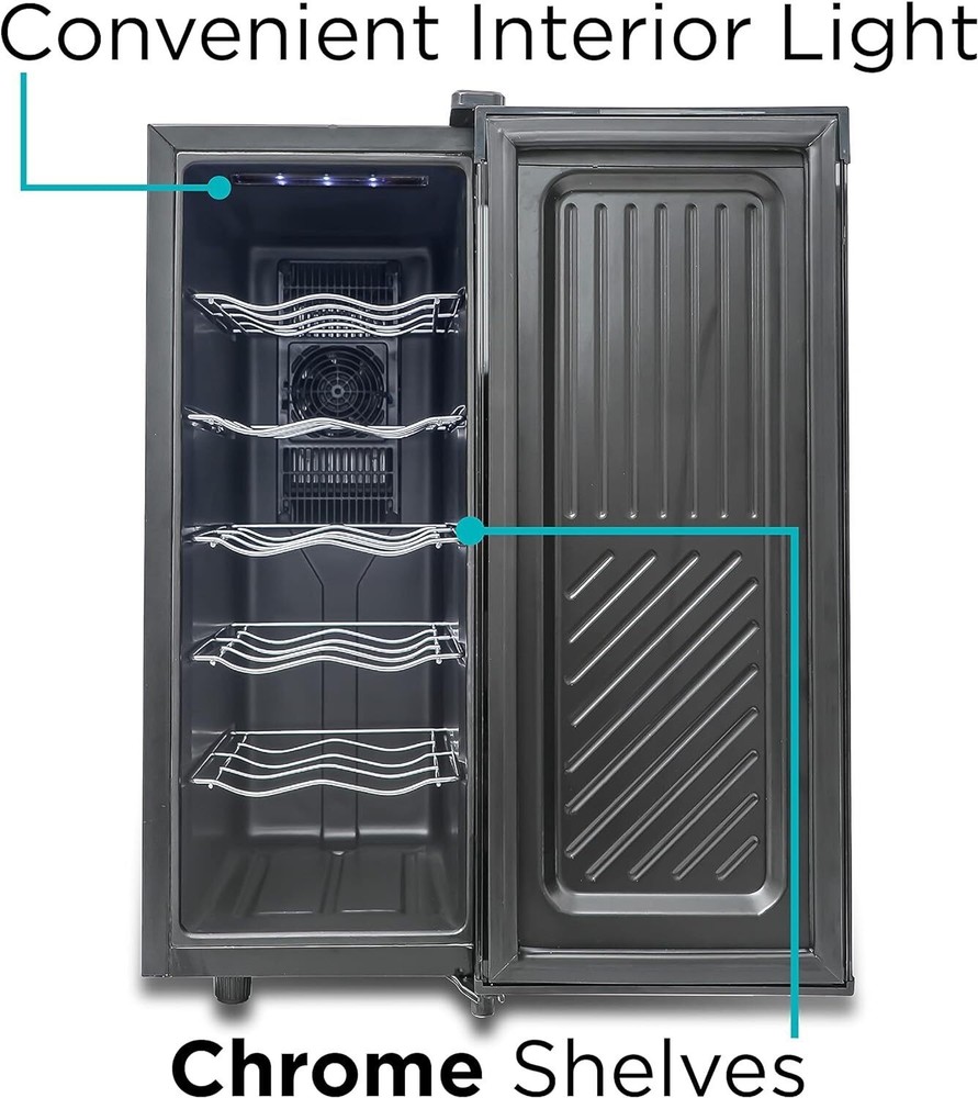 Wine Cooler Refrigerator Mirrored Freestanding Energy-efficient Thermoelectric