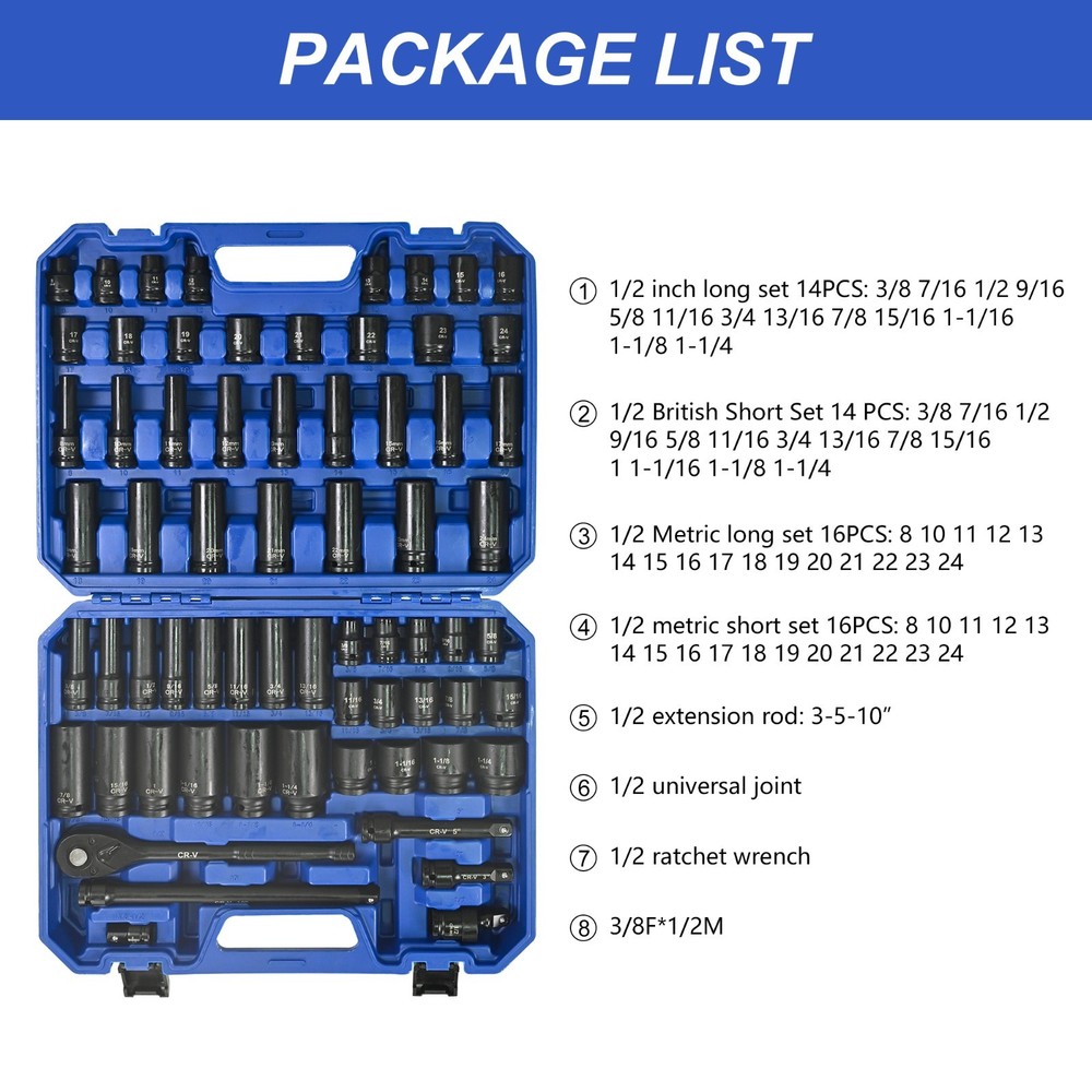 Air Tool and Accessories Kit Long and Short Sets Universal Short Sets